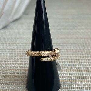 Gold Pavé nail accent Wrap Ring - size 8